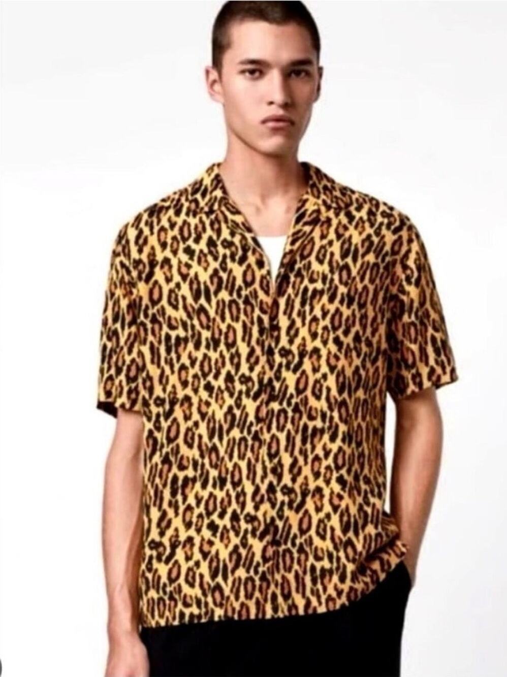 Men's Leopard Shirt, Size Small (All Saints)